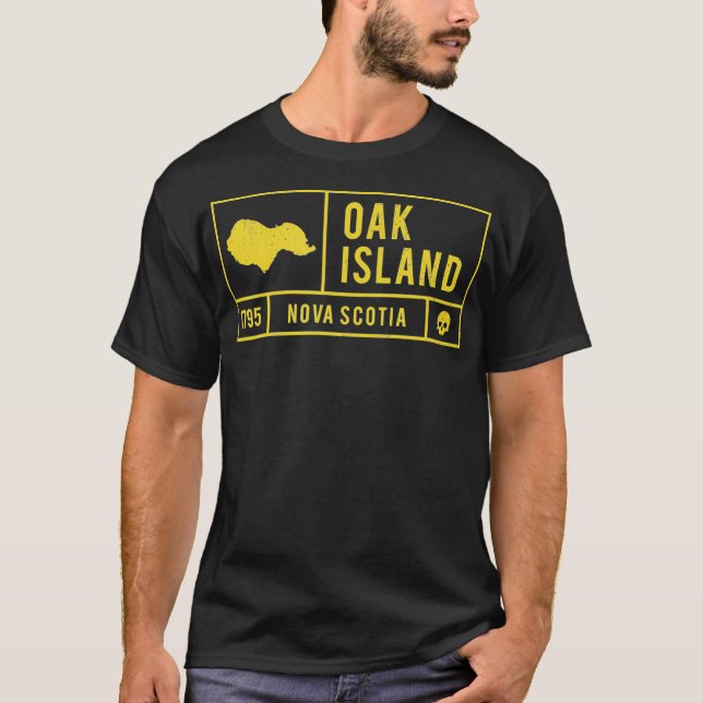 Camiseta Oak Island 1795 Skull and Island Gift Gold (Anverso)