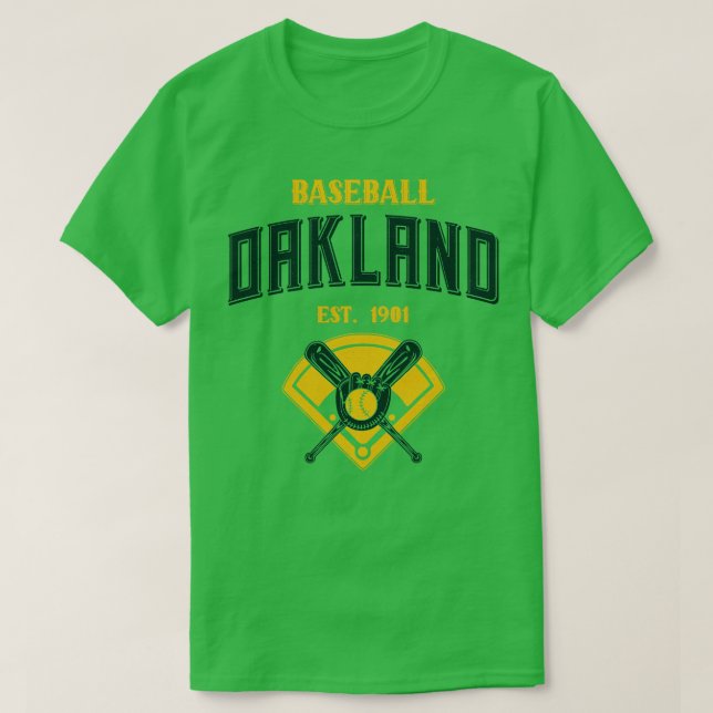 Camiseta Oakland Baseball Est 1901 Vintage Look Text (Diseño del anverso)