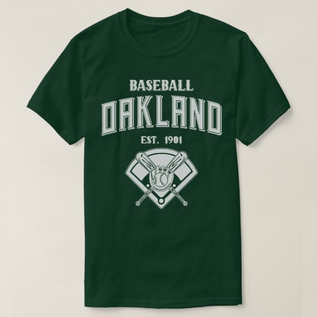 Camiseta Oakland Baseball Est 1901 Vintage White Text (Diseño del anverso)