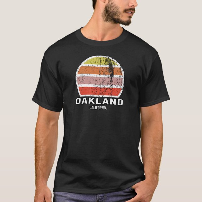 Camiseta Oakland California Vintage Sunset (Anverso)