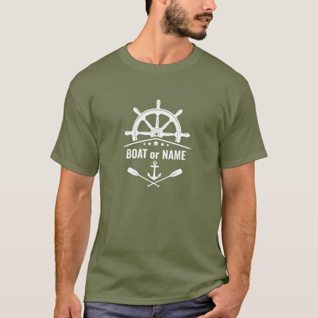 Camiseta Oars Green Anchor Olive Ship Helm Boat or Name (Anverso)