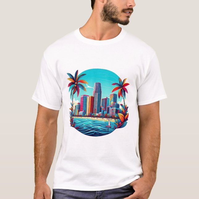 Camiseta Oasis del paisaje urbano tropical (Anverso)