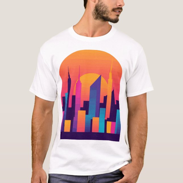 Camiseta Oasis urbano: Diseño de paisajes urbanos estilizad (Anverso)