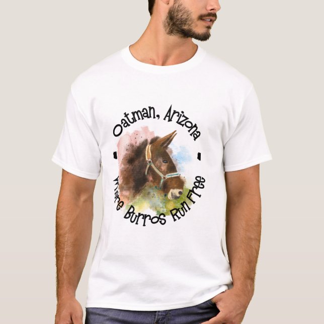 Camiseta Oatman, Arizona, donde los burros corren libres (Anverso)
