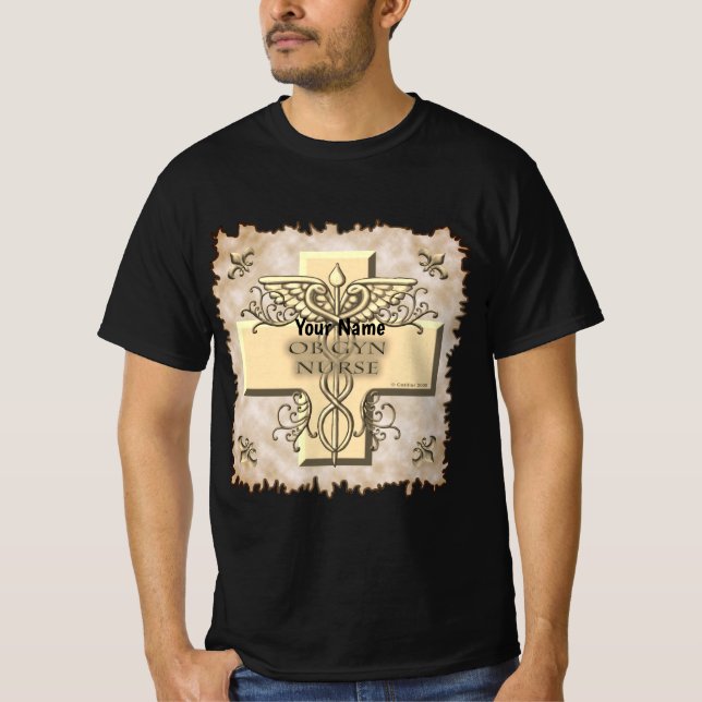 Camiseta Ob Gyn Nurse cruza Caduceus (Anverso)