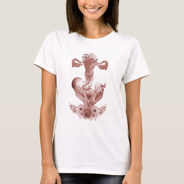 Camiseta Ob/Gyn Partera Parto Floral Nacimiento Cervix Ovar (Anverso)