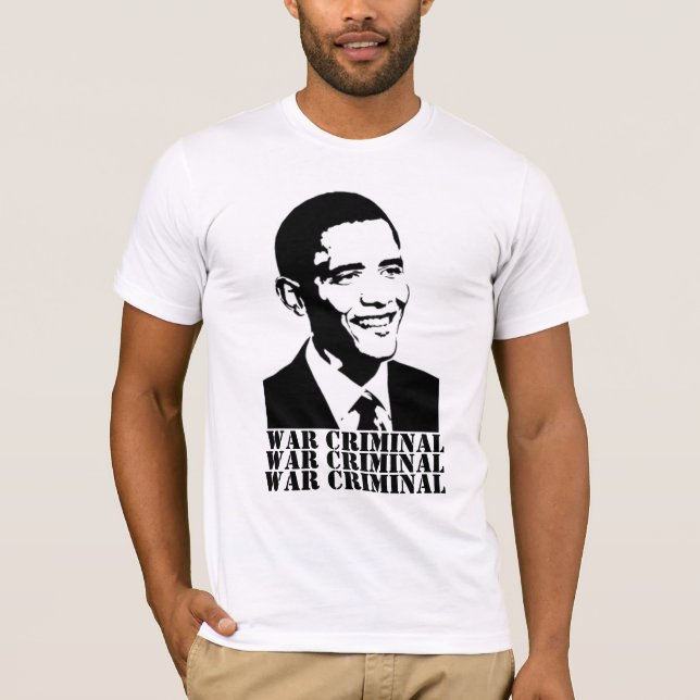 Camiseta obama blanco y negro, CRIMINAL de GUERRA, GUERRA (Anverso)