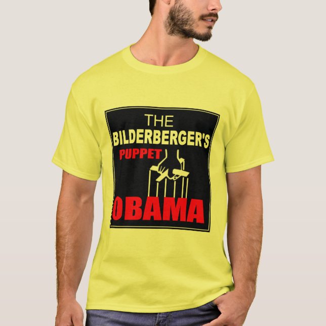 Camiseta Obama - la marioneta del Bilderberger (Anverso)