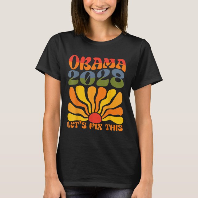 Camiseta Obama Para El Presidente 2028 Obama 2028 Flor Boho (Anverso)