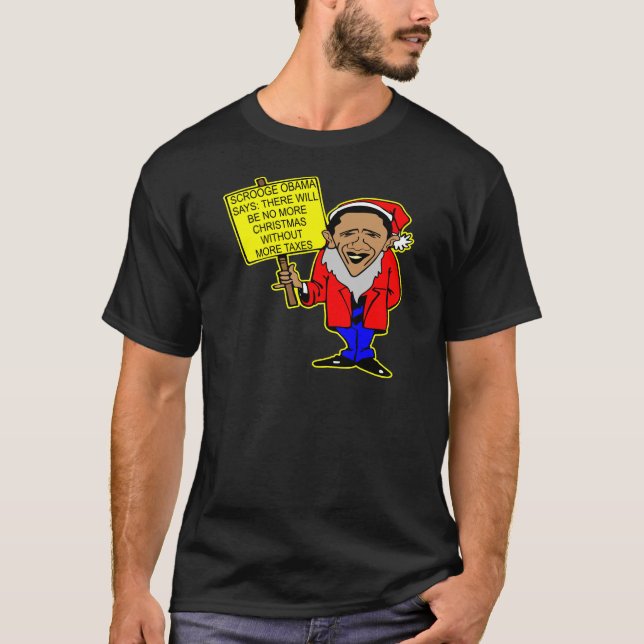 Camiseta Obama Scrooge ningún navidad más impuestos (Anverso)