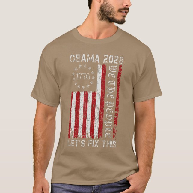 Camiseta Obama Vintage Flag Retro Patriotic 2028 Political  (Anverso)