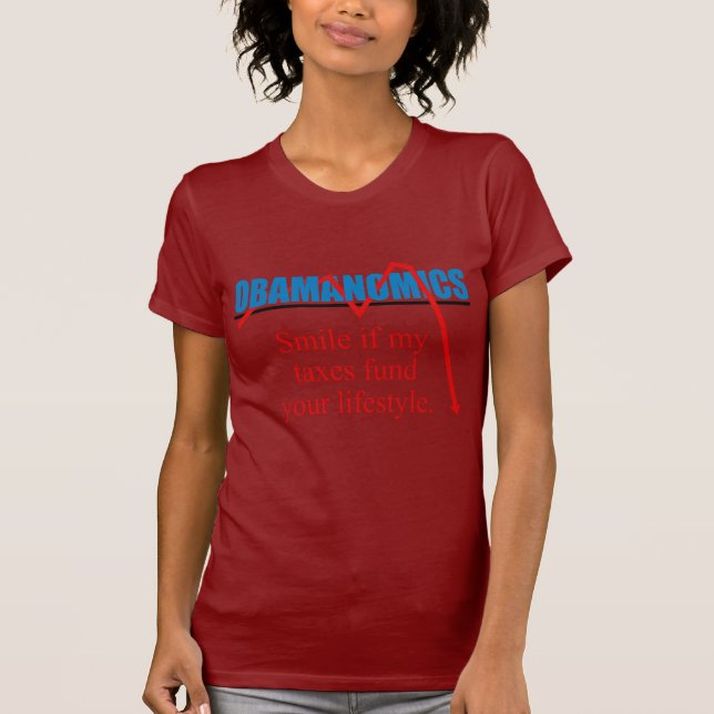 Camiseta Obamanomics - sonrisa si mis impuestos financian (Anverso)