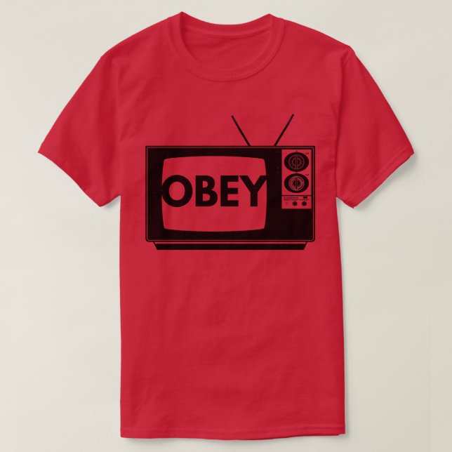 Camiseta Obedece TV vintage angustiado (Diseño del anverso)