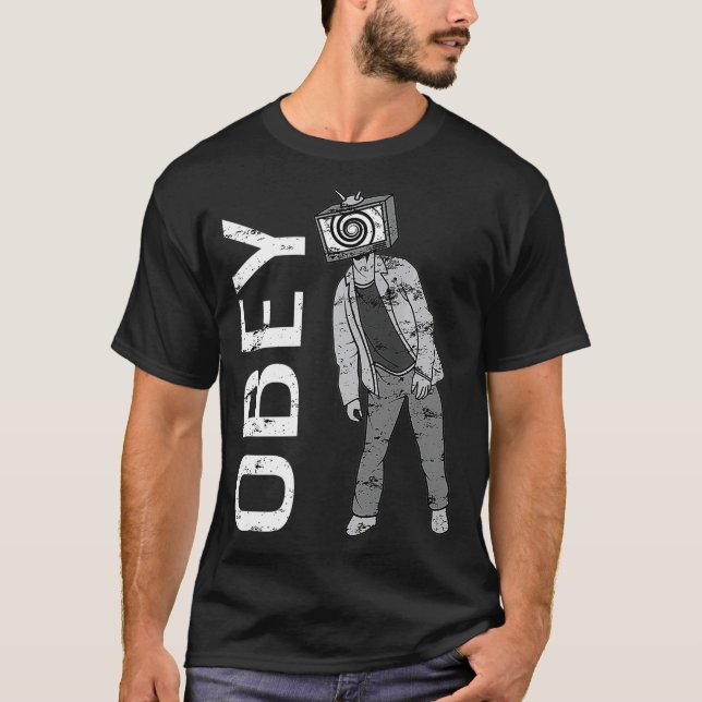 Camiseta Obedece TV Zombie Media Brainwash Televisión (Anverso)
