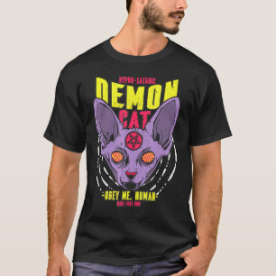 Camiseta Obedéceme Gato Demonio Satanico Hipno Humano