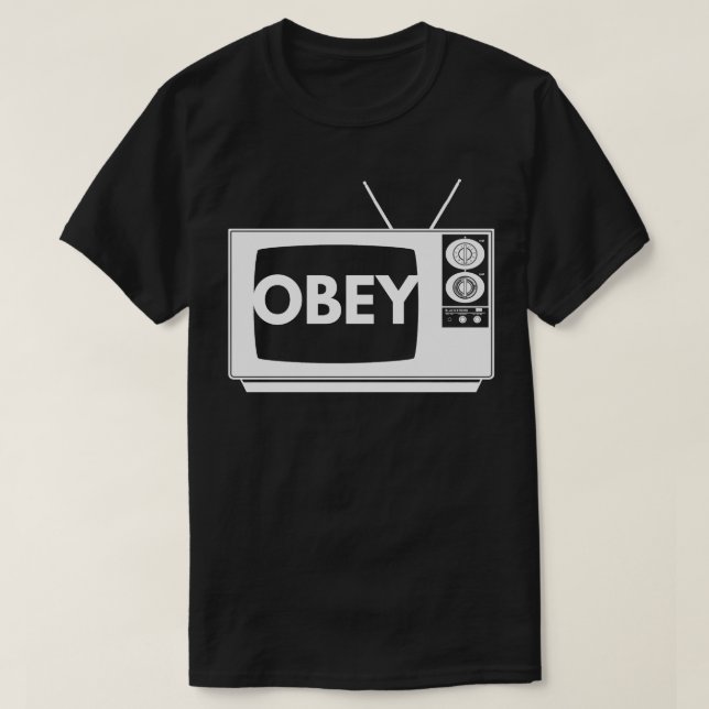 Camiseta Obedecer TV impresión blanca (Diseño del anverso)