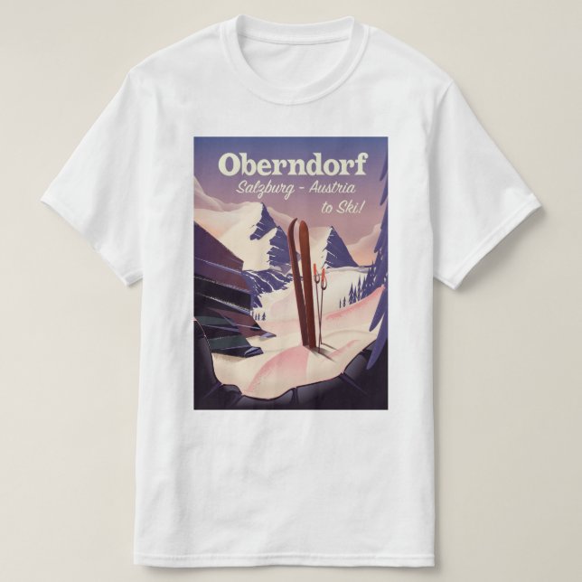 Camiseta Oberndorf, Salzburgo, Austria, poster de esquí (Diseño del anverso)
