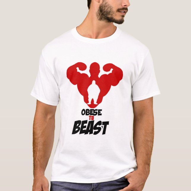 Camiseta Obeso al poder de la aptitud de la bestia a la (Anverso)