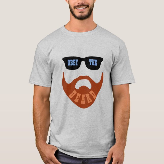 Camiseta Obey gracioso la barba (ojos azules de barba roja) (Anverso)