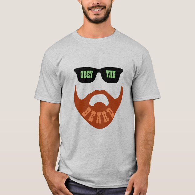 Camiseta Obey gracioso la barba (ojos verdes de barba roja) (Anverso)