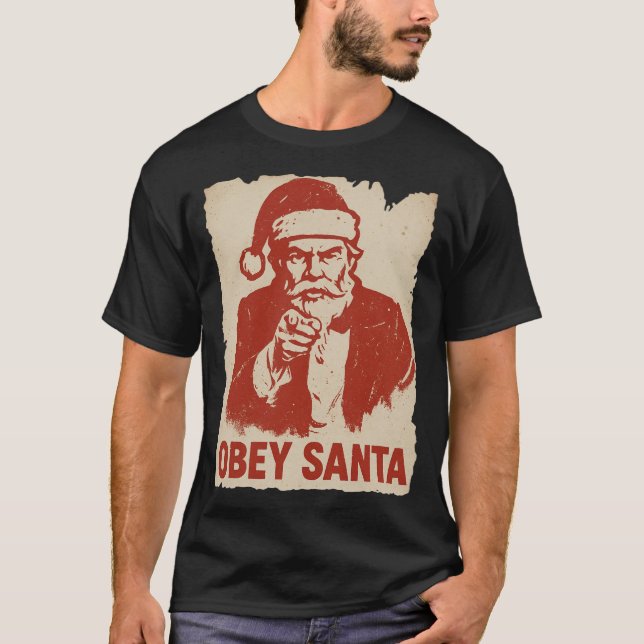 Camiseta Obey Santa – Funny Retro Propaganda Christmas Tee (Anverso)