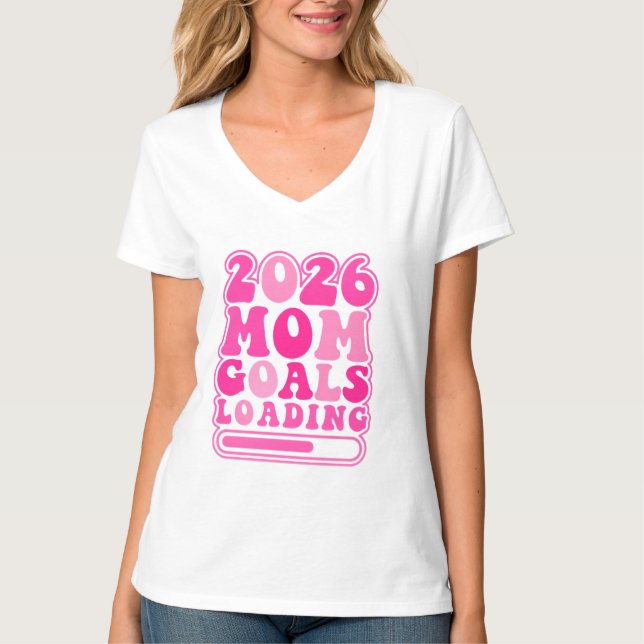 Camiseta Objetivos de mamá 2026 cargando retro (Anverso)
