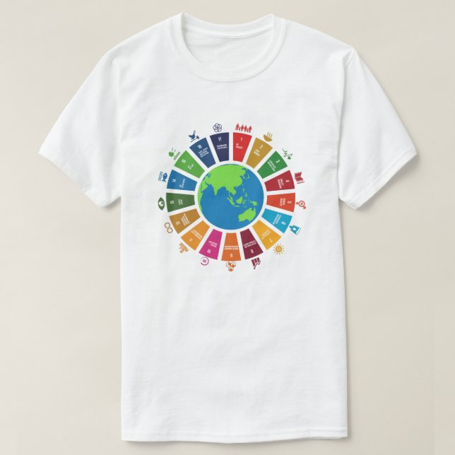 Camiseta Objetivos mundiales ODS 2030 de las Naciones Unida (Diseño del anverso)