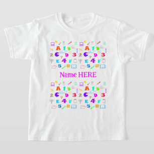 Camiseta Objetos escolares coloridos de color rosa y divert