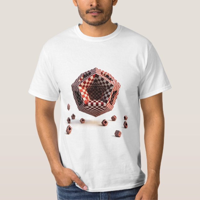 Camiseta Objetos geométricos de tablero de ajedrez rojo y b (Anverso)