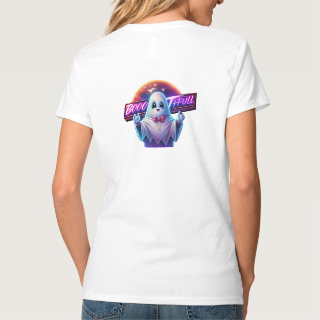 Camiseta Obra artística de Fantasma Retro Cute Halloween -  (Reverso)