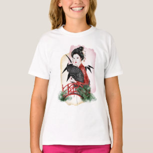 Camiseta Obra artística japonesa de Geisha Chica