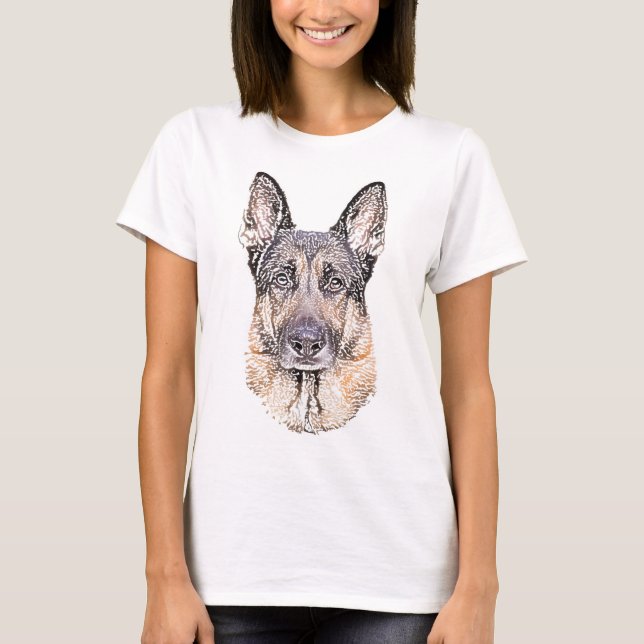 Camiseta Obra bosqueteada de Shepherd Dog en Alemania (Anverso)