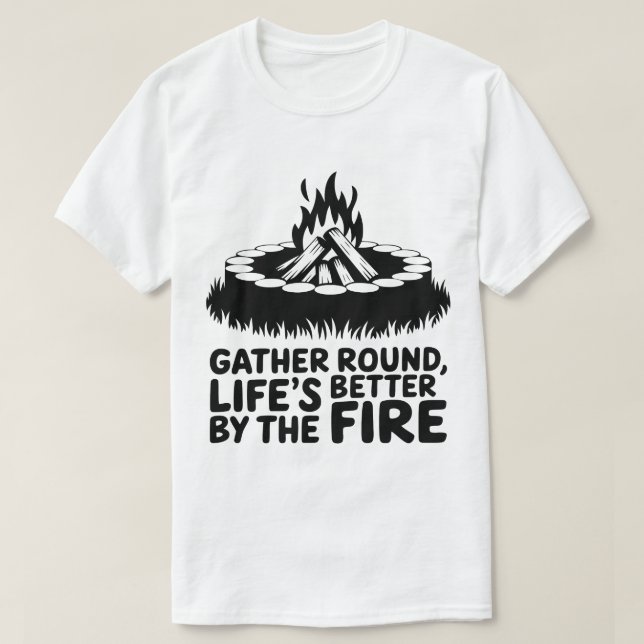 Camiseta Obra de arte de camping alrededor del fuego silves (Diseño del anverso)