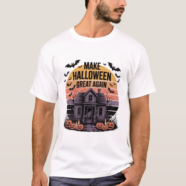 Camiseta Obra de arte de Halloween Retro Sunset - Asombroso (Anverso)