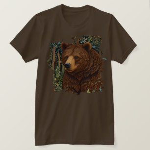 Camiseta Obra de arte de oso marrón retro boho bosque