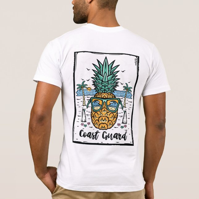 Camiseta Obra de arte de Retro Coast Guard Beach en ambos l (Reverso)