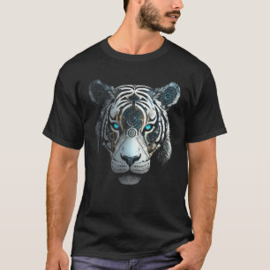 Camiseta Obra de arte de tigre blanco - ojos azules - anima