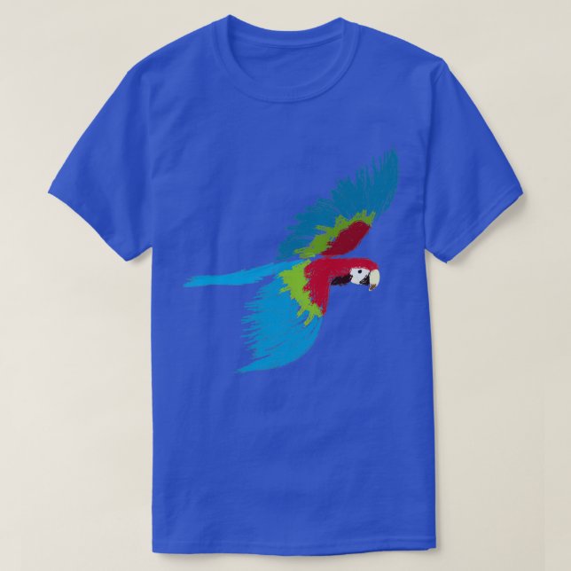 Camiseta Obra de arte del loro de Scarlet Macaw en vuelo (Diseño del anverso)