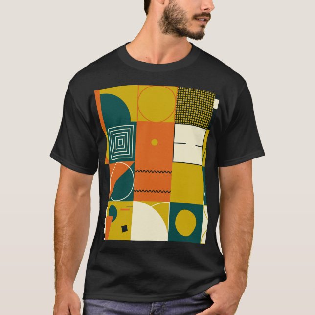 Camiseta Obra de arte geométrica: diseño de formas simples. (Anverso)