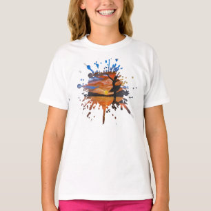 Camiseta Obra de arte hecha a mano / Bailando con soles