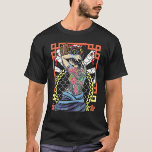 Camiseta Obra de arte japonesa Geisha Serpiente Flor