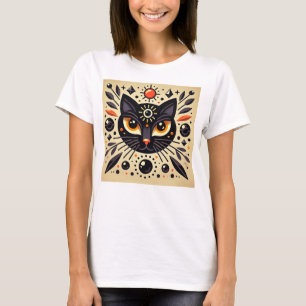 Camiseta Obra de arte mística de un gato negro
