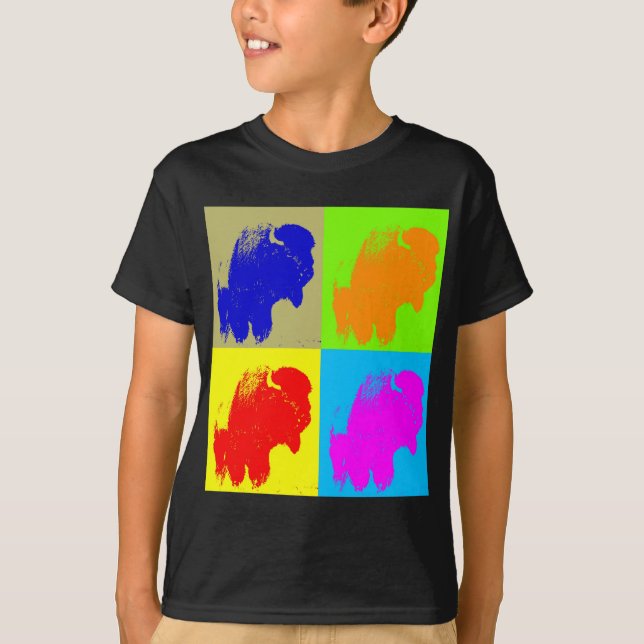 Camiseta Obra de arte retro pop Bison Buffalo (Anverso)