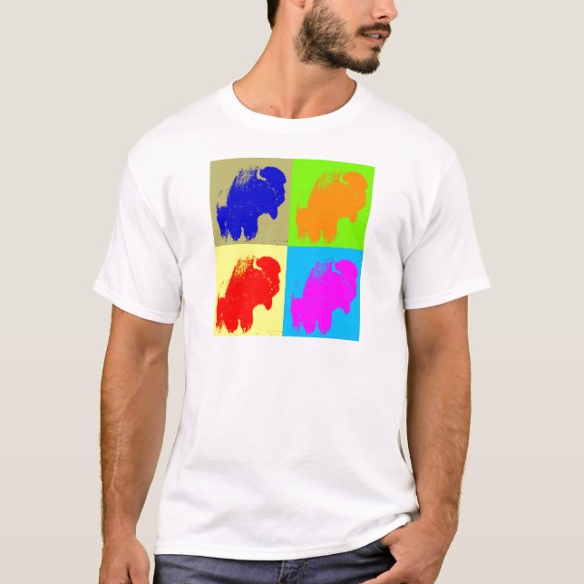 Camiseta Obra de arte retro pop Bison Buffalo (Anverso)