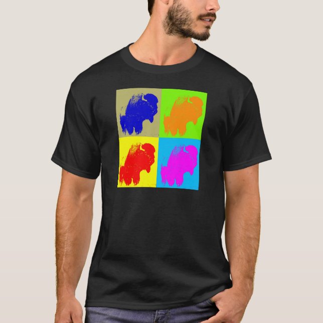 Camiseta Obra de arte retro pop Bison Buffalo (Anverso)
