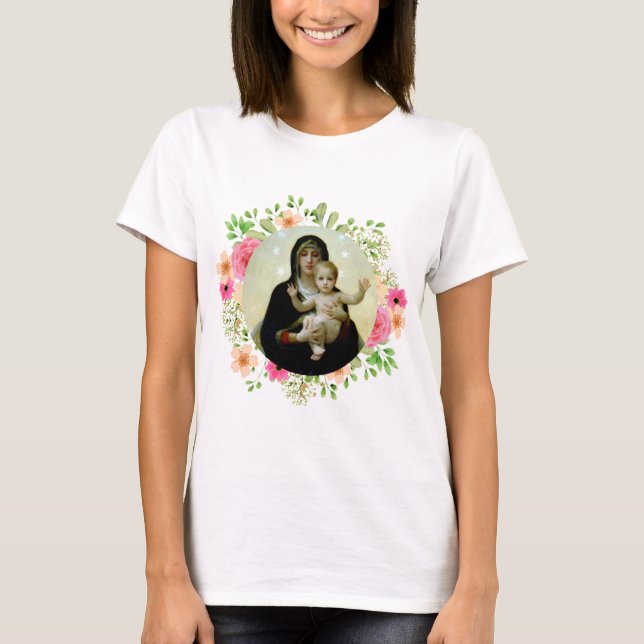 Camiseta Obra maestra Virgin Mary Madonna por Bouguereau (Anverso)