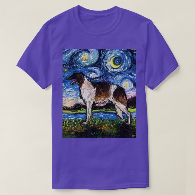 Camiseta Obra nocturna de Borzoi Starry de Aja Animal Masco (Diseño del anverso)