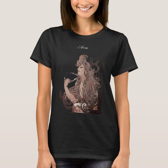 Camiseta Obra publicitaria de Art Nouveau vintage Mucha (Anverso)