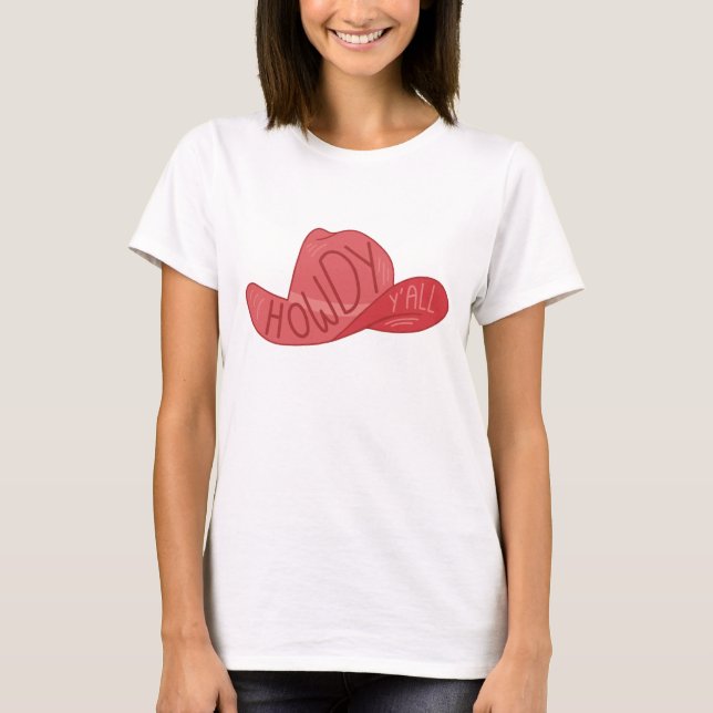 Camiseta Obra rosa de Howdy Y'all Cowboy/Cowgirl Gorra (Anverso)