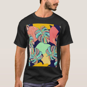 Camiseta Obra tropical: diseño de monastera multicolor
